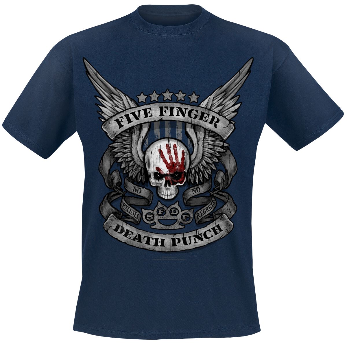 Five Finger Death Punch T-Shirt No Regrets S to XXL for Men navy