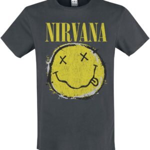 Nirvana T-Shirt Amplified Collection Worn Out XS to 3XL for Men charcoal