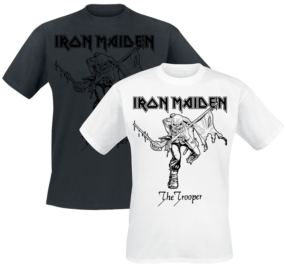 Iron Maiden T-Shirt Trooper Doppelpack S to XXL for Men black-white
