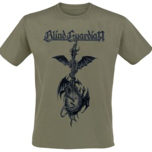 Blind Guardian T-Shirt Dragon Guitar S to XXL for Men olive