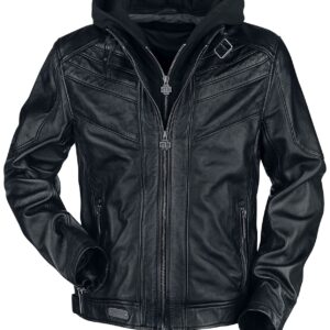 Rammstein Leather Jacket Logo S to 4XL for Men black