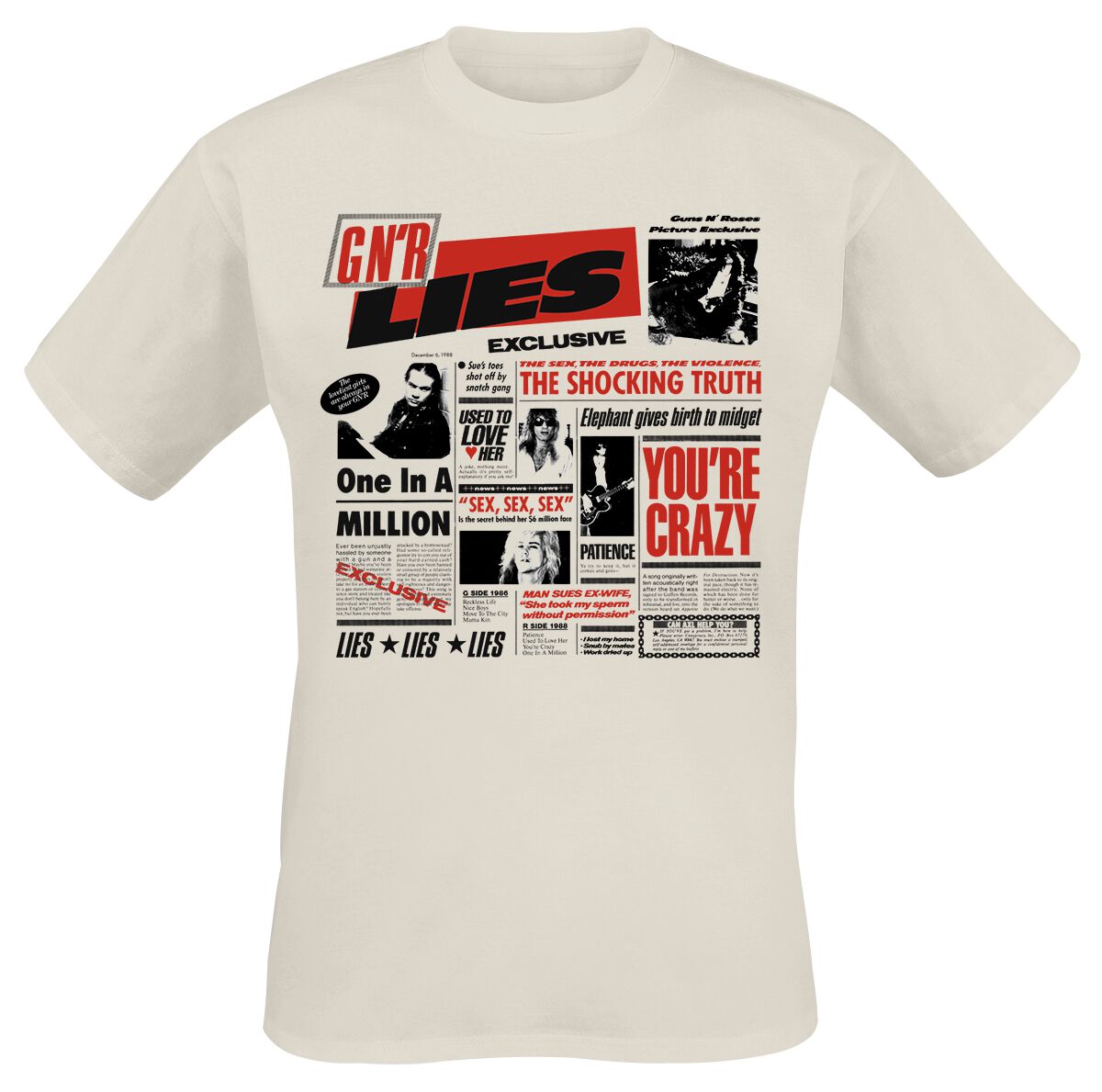 Guns N' Roses T-Shirt Lies S to XXL for Men natural