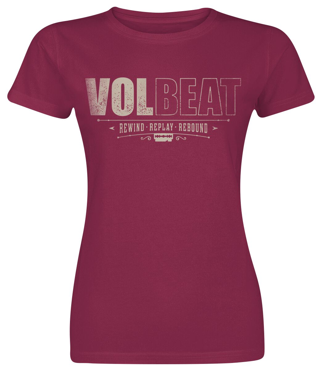 Volbeat T-Shirt Distressed Logo L to XL for Women red