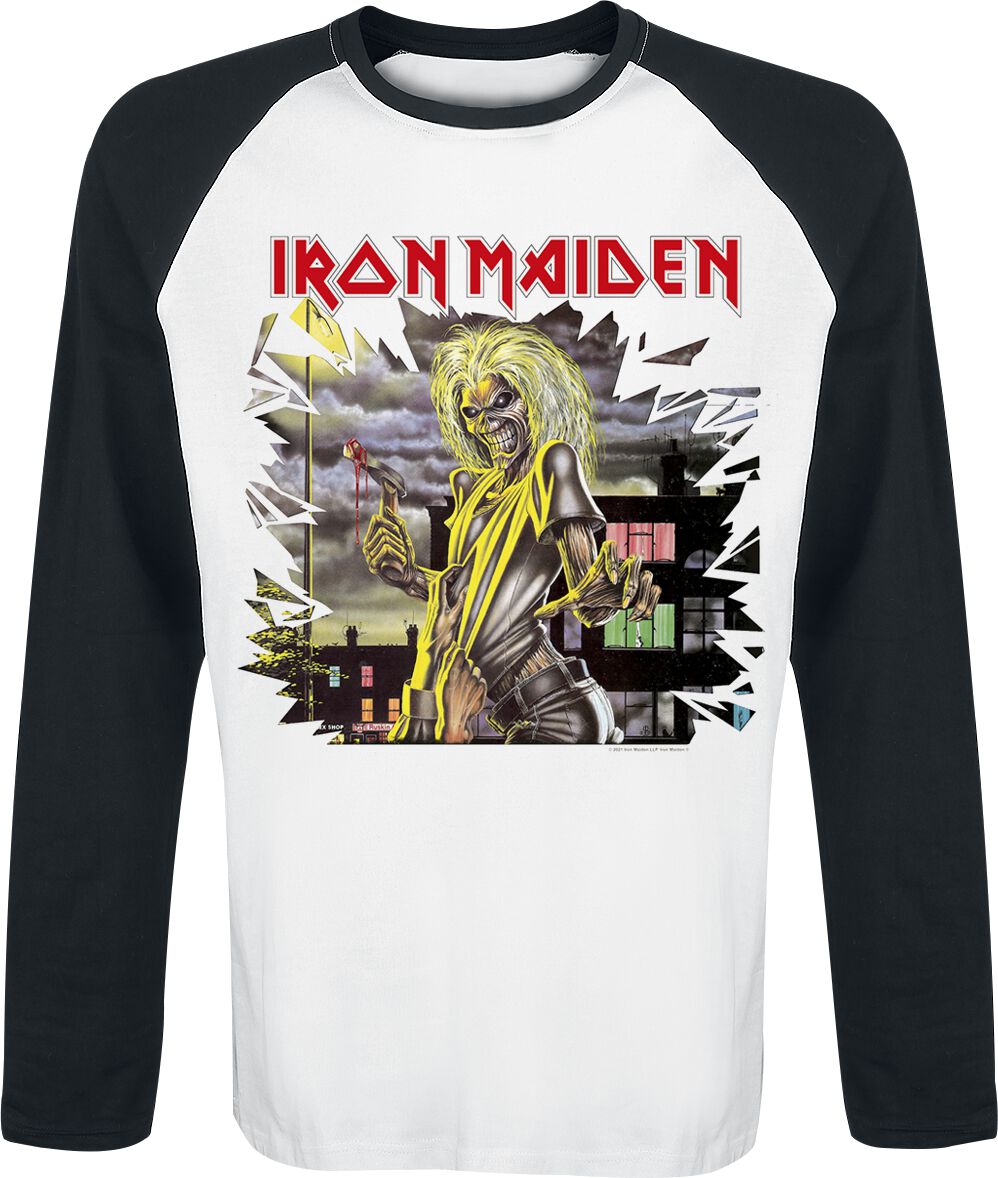 Iron Maiden Long-sleeve Shirt Killers Shatter S to 3XL for Men white-black