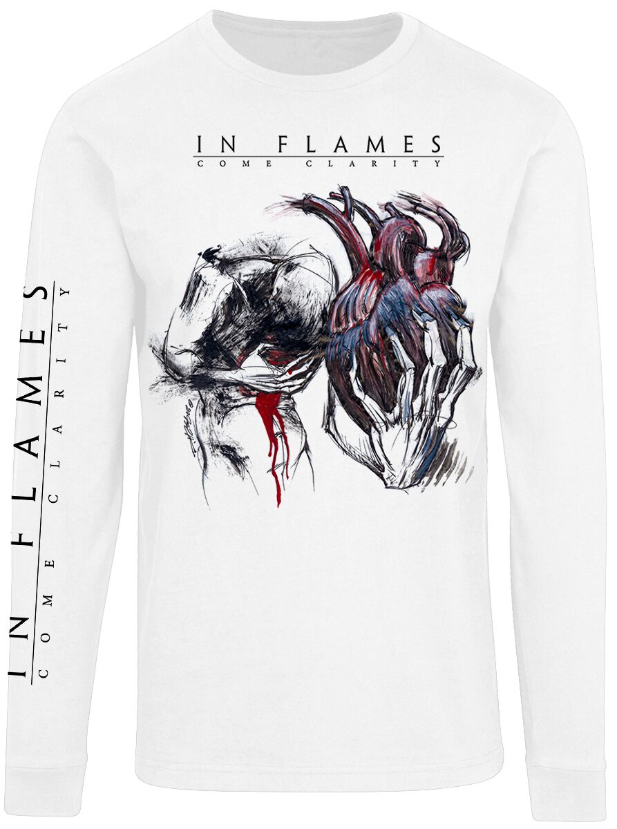 In Flames Long-sleeve Shirt Come Clarity Lyrcis S to XXL for Men white