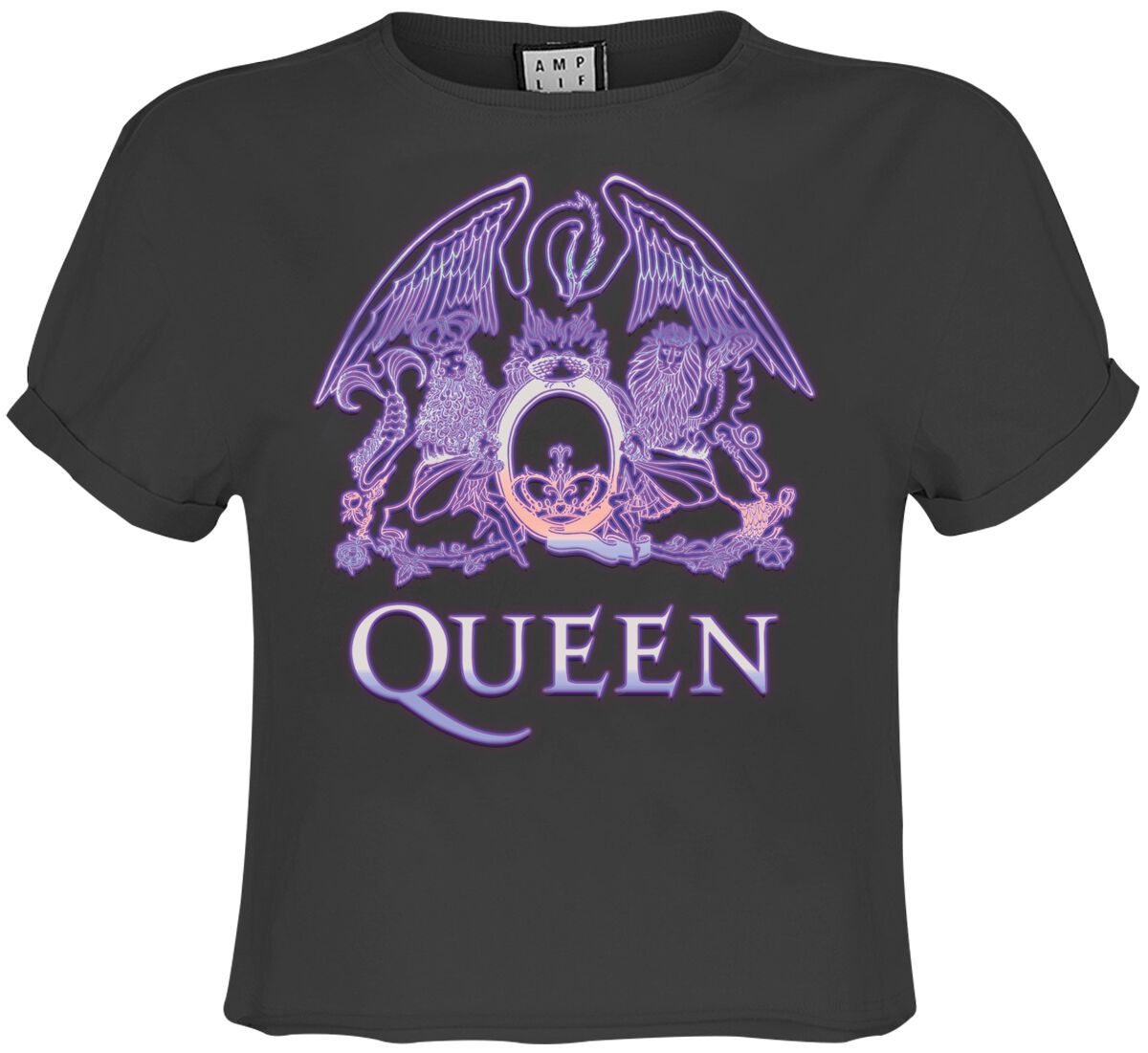 Queen T-Shirt Amplified Collection Neon Sign S to XL for Women charcoal