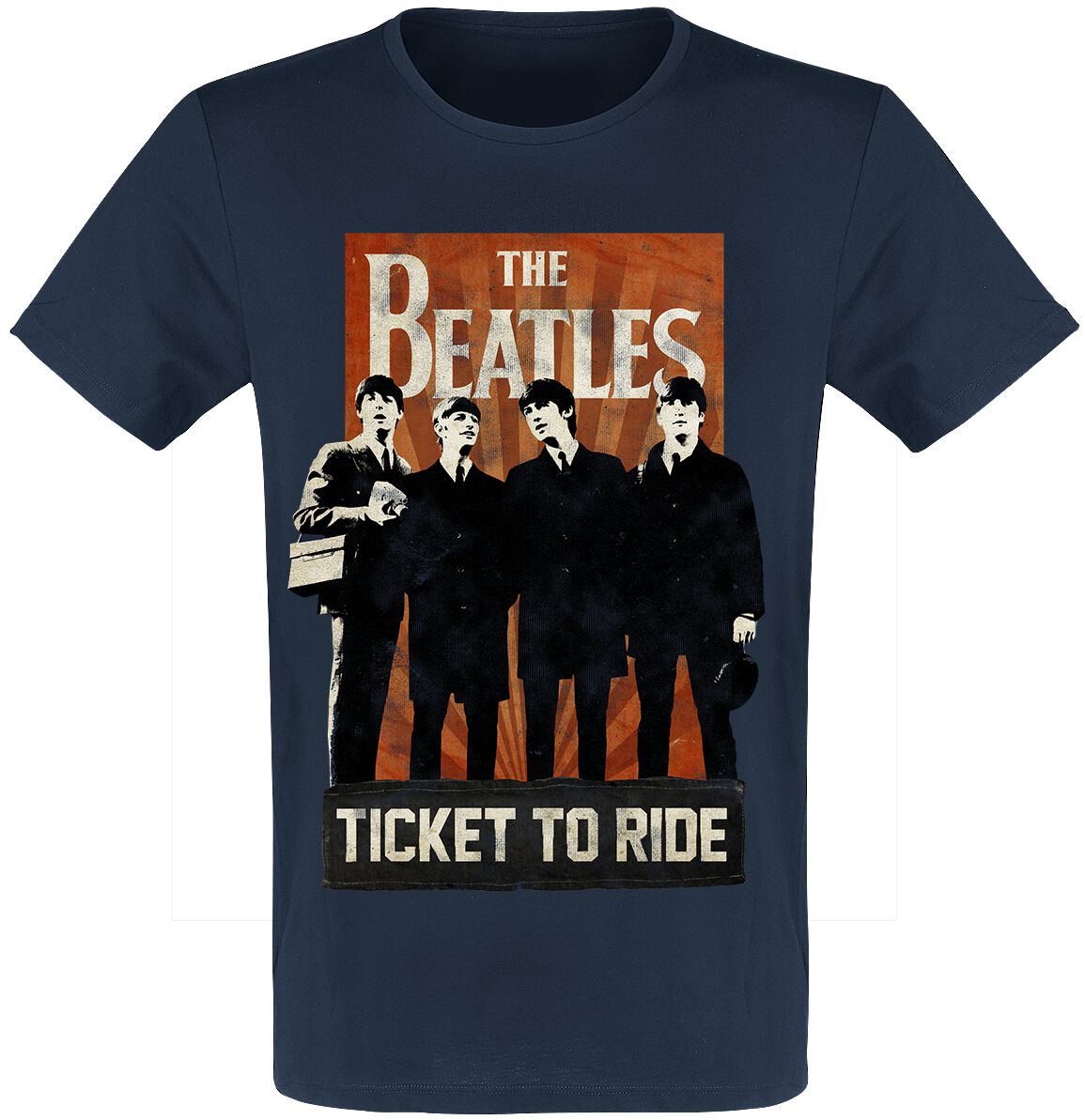 The Beatles T-Shirt Ticket To Ride S to XXL for Men navy