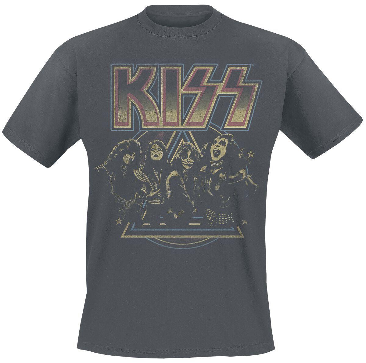 Kiss T-Shirt Vintage Pyramid S to XXL for Men charcoal
