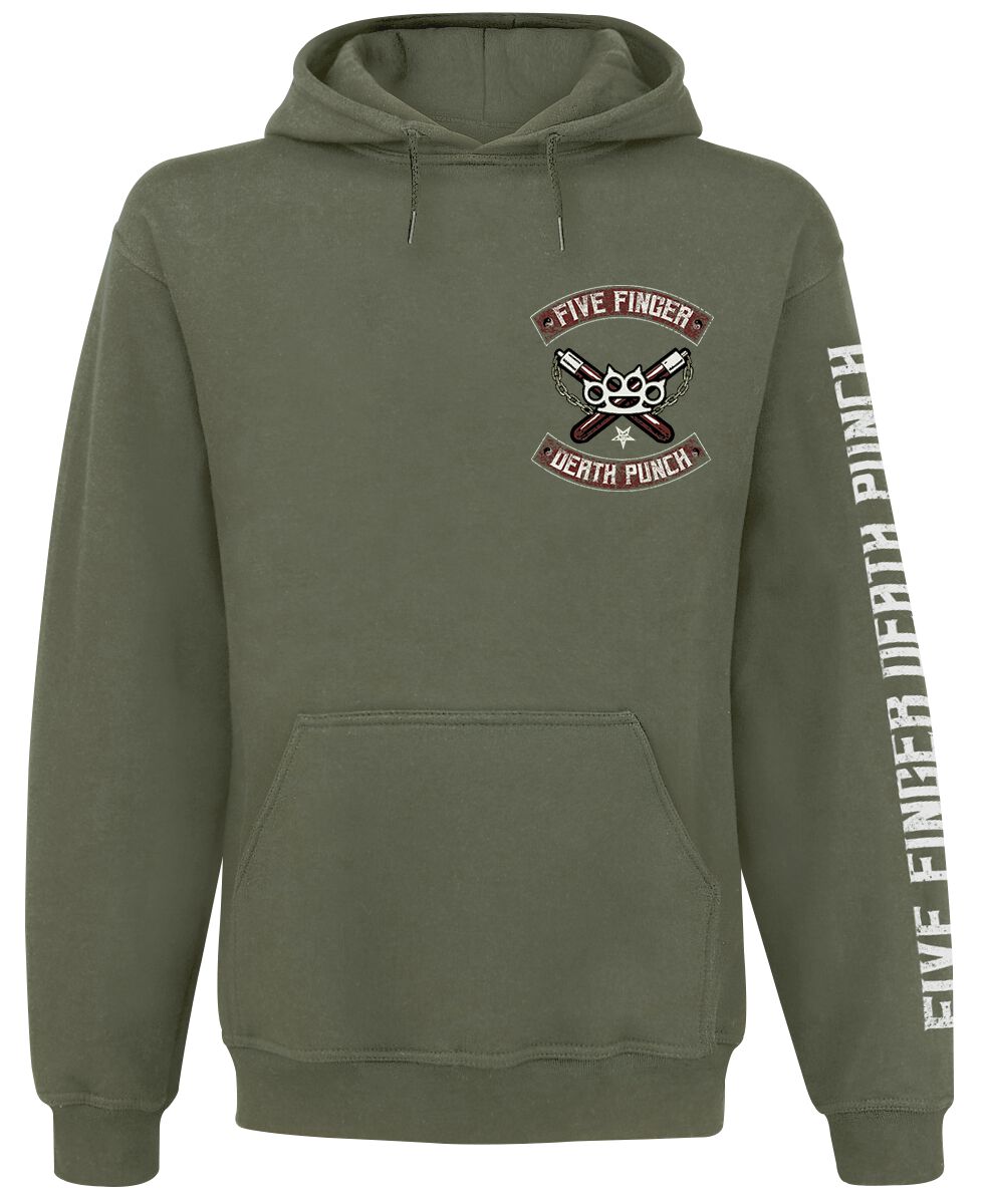 Five Finger Death Punch Hoodie Bruce Knucklehead S to XXL for Men olive
