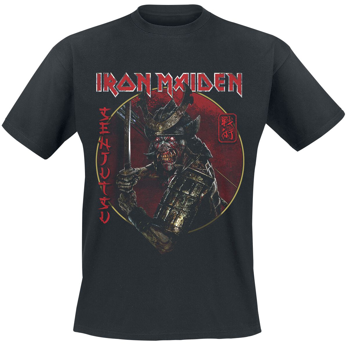 Iron Maiden T-Shirt Senjutsu Eddie Gold Circle S to 4XL for Men black
