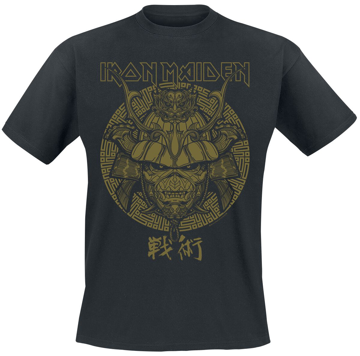 Iron Maiden T-Shirt Samurai Eddie Gold Graphic S to XXL for Men black