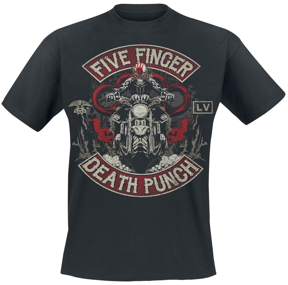 Five Finger Death Punch T-Shirt Biker Skully M to 3XL for Men black