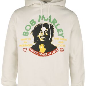 Bob Marley Hoodie Truth Peace & Love S to XXL for Men sand