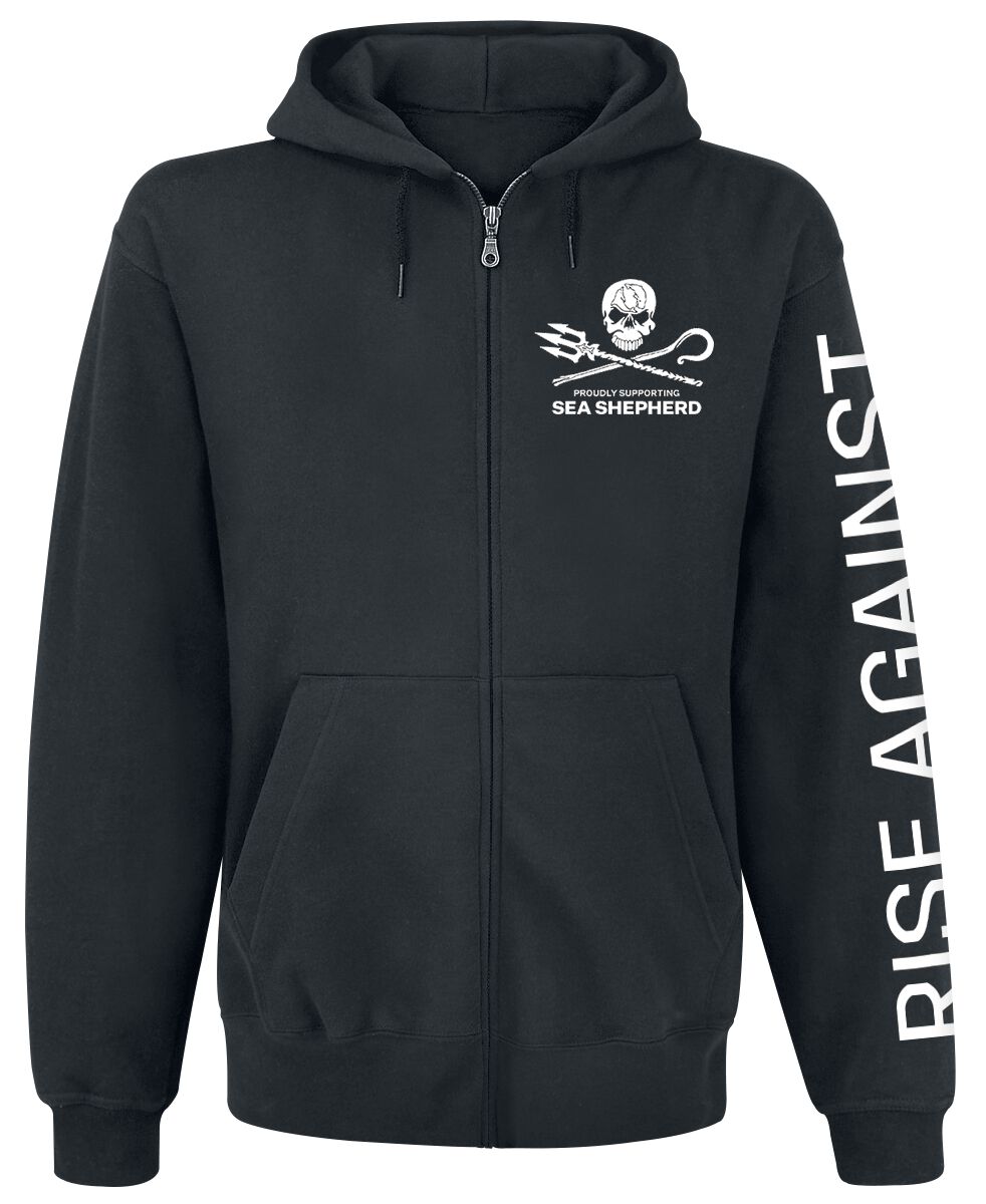 Rise Against Hoodie Sea Shepherd Cooperation Our Precious Time Is Running Out S to 3XL for Men black
