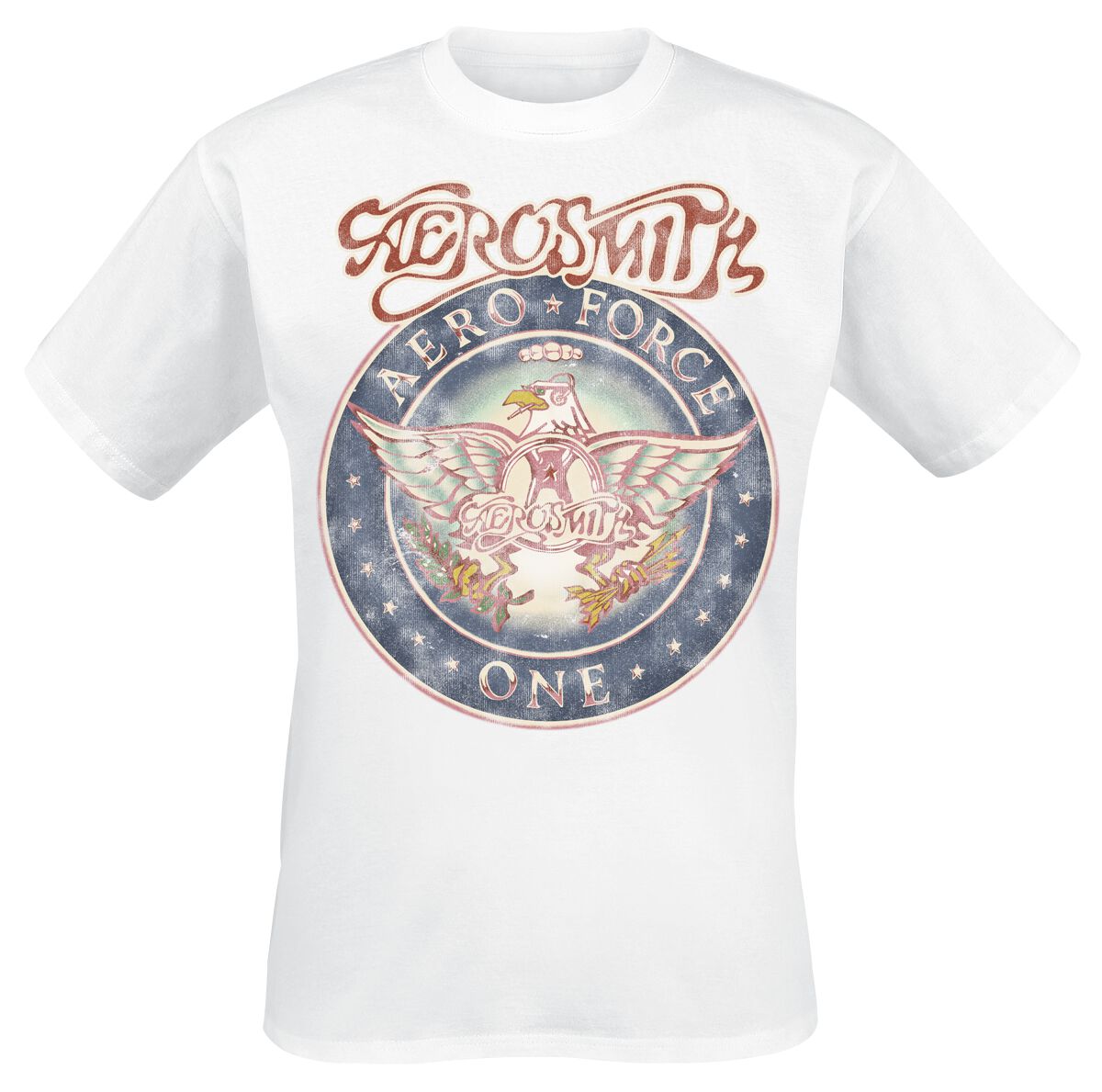Aerosmith T-Shirt Aero Force One Seal S to XXL for Men white