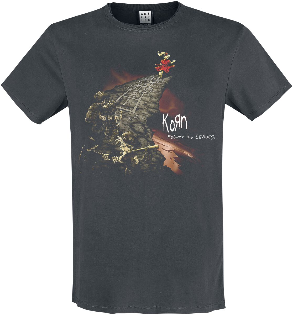 Korn T-Shirt Amplified Collection Follow The Leader S to 3XL for Men charcoal