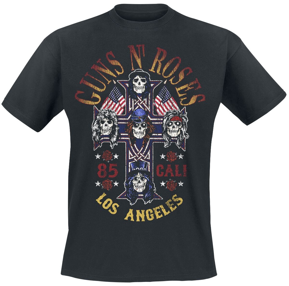 Guns N' Roses T-Shirt Cali 1985 S to 3XL for Men black