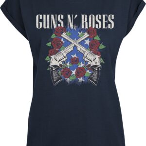 Guns N' Roses T-Shirt Pistol Wreath S to XXL for Women navy