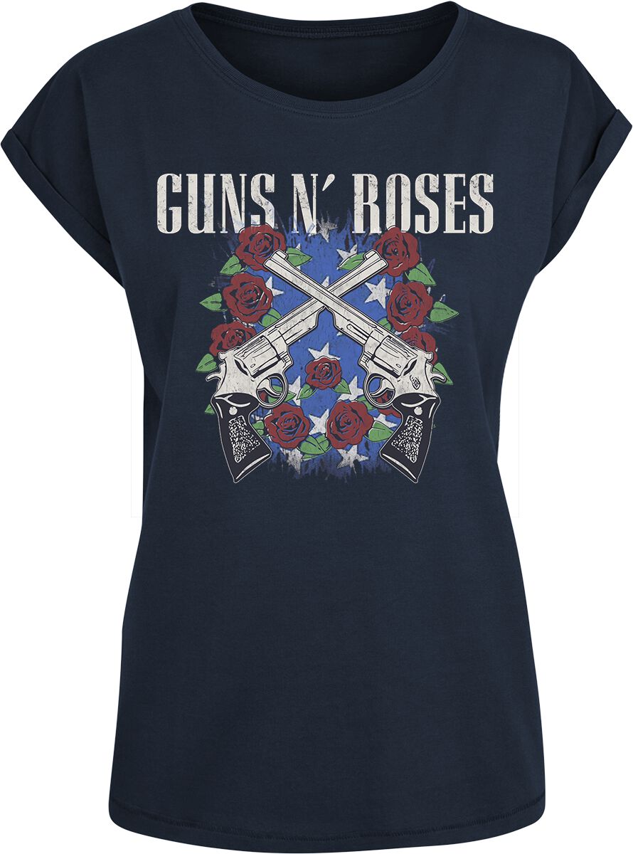 Guns N' Roses T-Shirt Pistol Wreath S to XXL for Women navy
