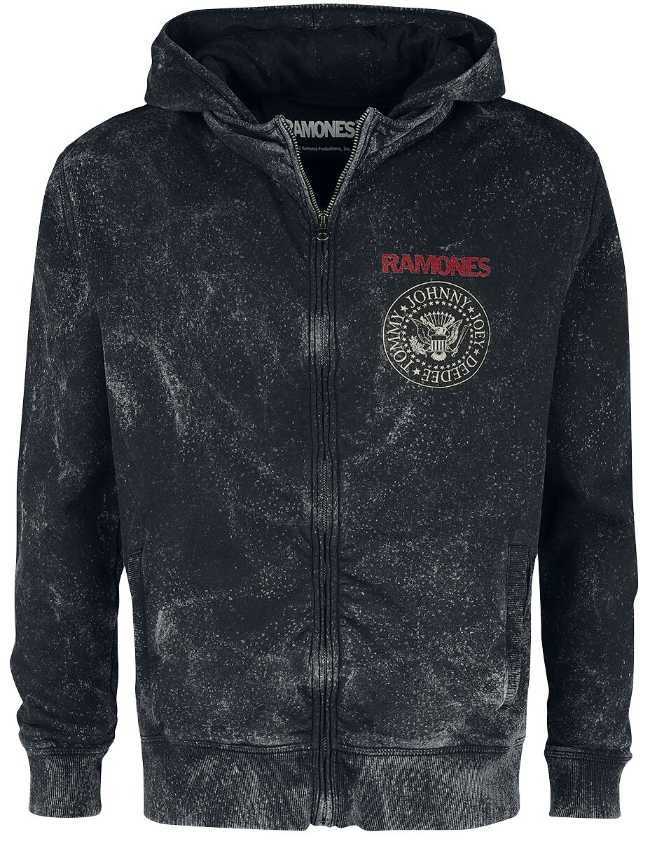 Ramones Hoodie Jacket Crest S to XXL for Men black