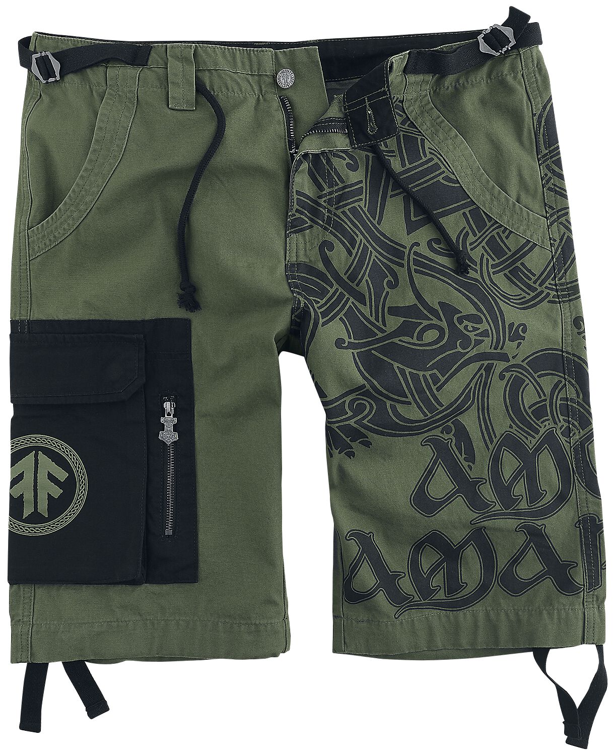 Amon Amarth Shorts EMP Signature Collection S to 3XL for Men olive-black