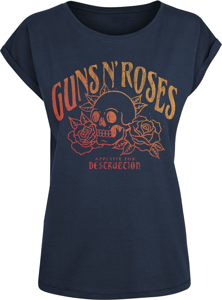 Guns N' Roses T-Shirt Appetite For Destruction Skull S to XXL for Women navy