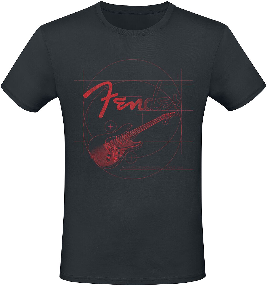 Fender T-Shirt Red Guitar S to 3XL for Men black