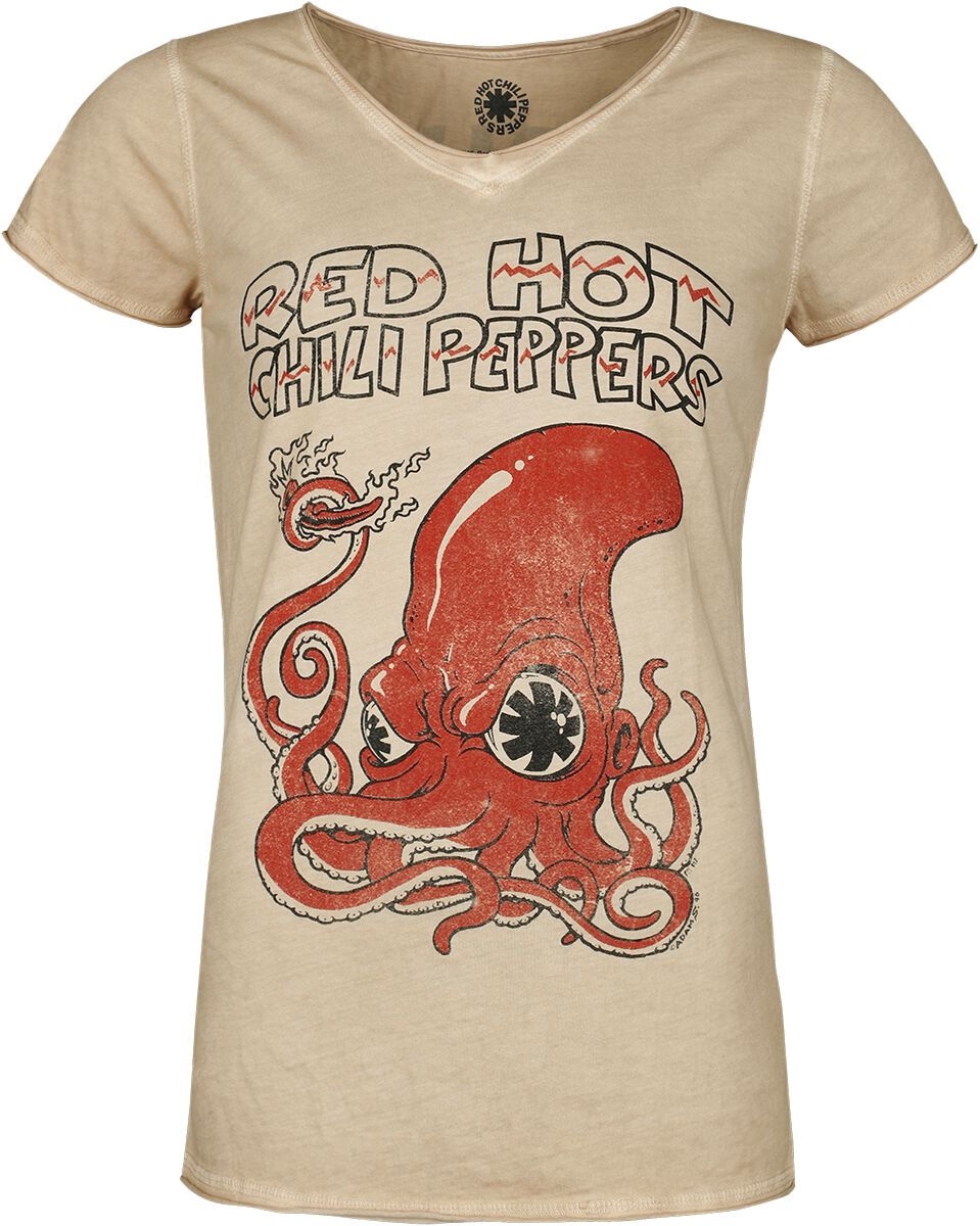 Red Hot Chili Peppers T-Shirt Squid S to XXL for Women beige