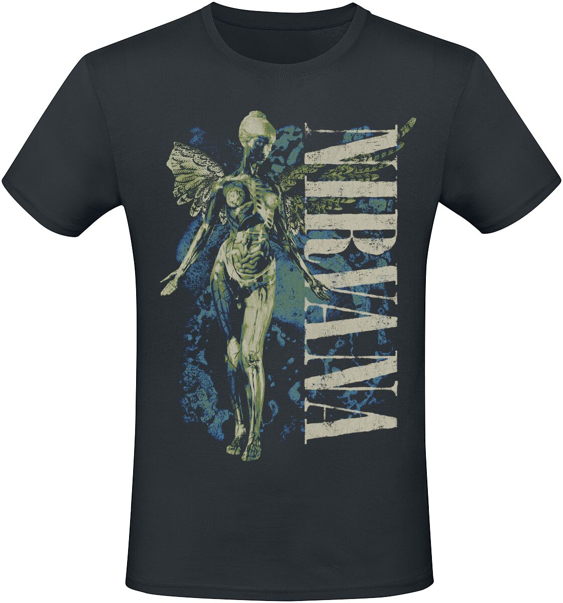Nirvana T-Shirt Vertical Logo S to 3XL for Men black