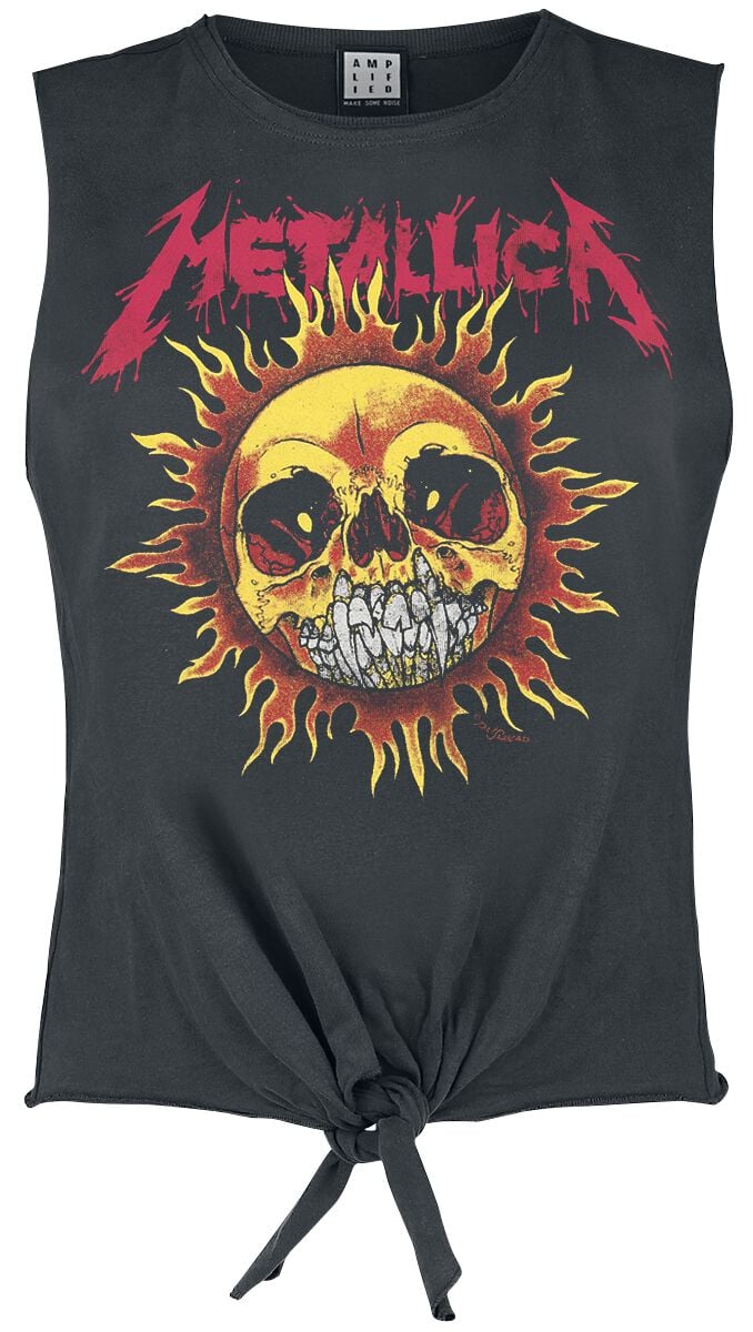 Metallica Top Amplified Collection Neon Sun S to XL for Women charcoal