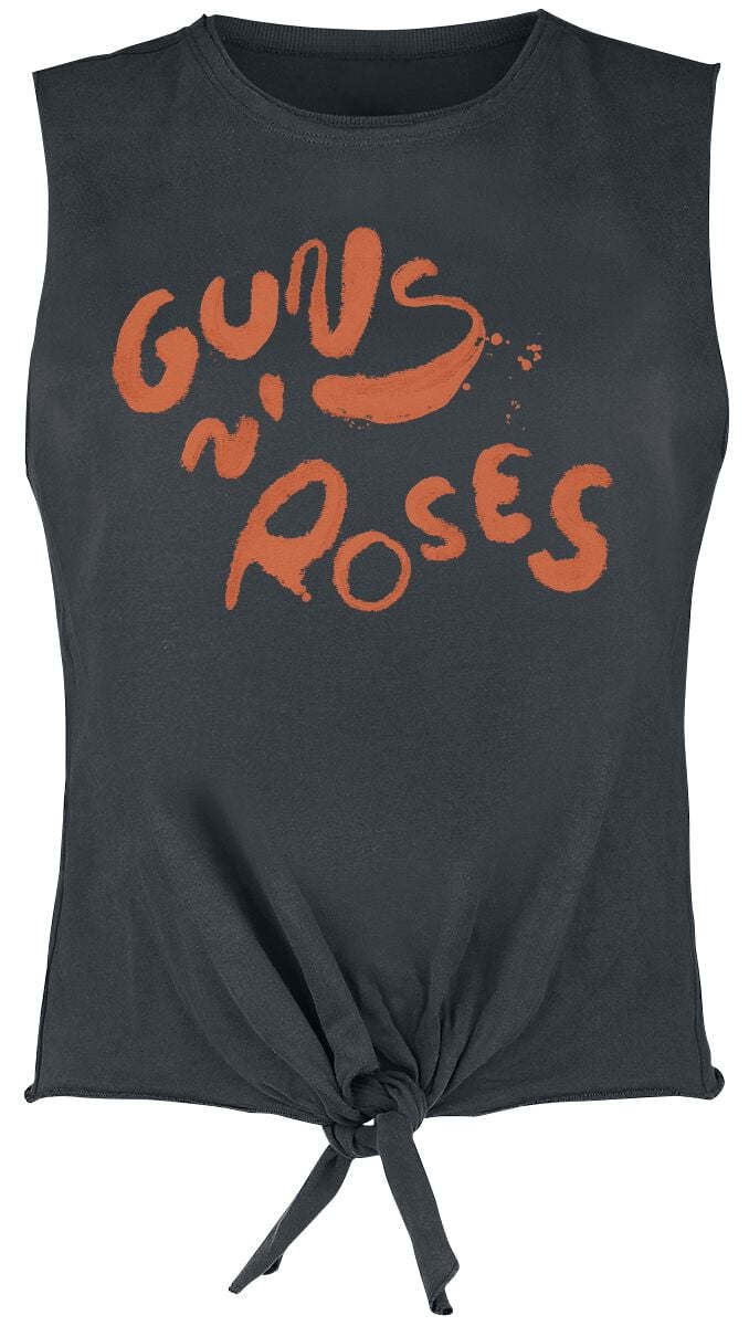 Guns N' Roses Top Amplified Collection Paint Logo S to XL for Women charcoal