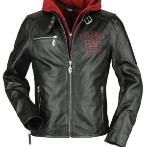 Five Finger Death Punch Leather Jacket EMP Signature Collection S to 3XL for Men black/dark red