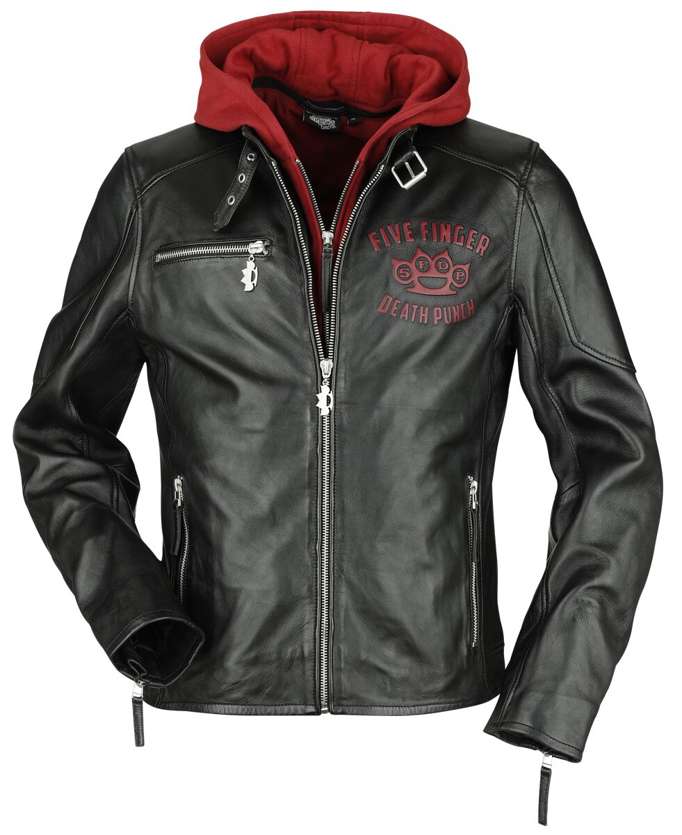 Five Finger Death Punch Leather Jacket EMP Signature Collection S to 3XL for Men black/dark red