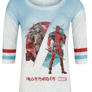 Iron Maiden Marvel T-Shirt Iron Maiden x Marvel Collection Samurai Comp S to L for Women white-turquoise