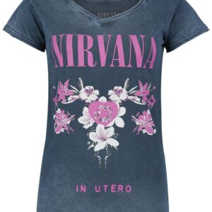 Nirvana T-Shirt Flowers S to XXL for Women navy