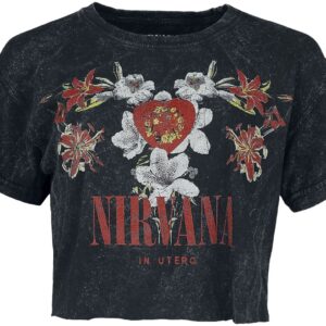 Nirvana T-Shirt Flowers S to XXL for Women charcoal