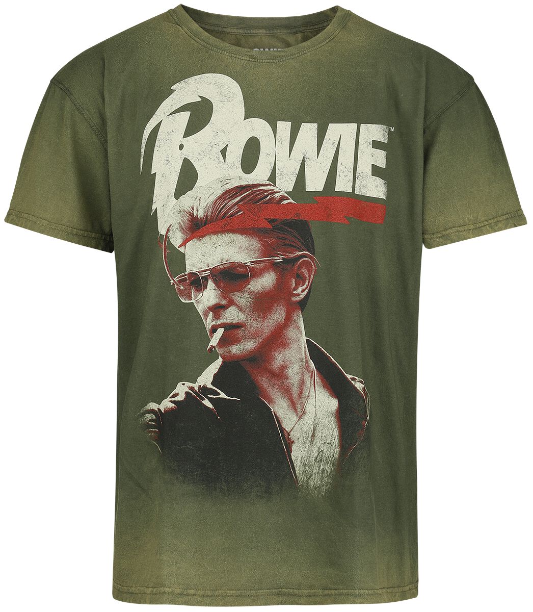 David Bowie T-Shirt Smoking S to 3XL for Men green