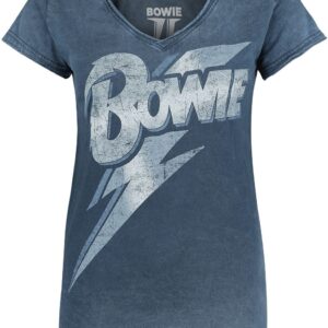 David Bowie T-Shirt Lightning Bolt S to XXL for Women blue