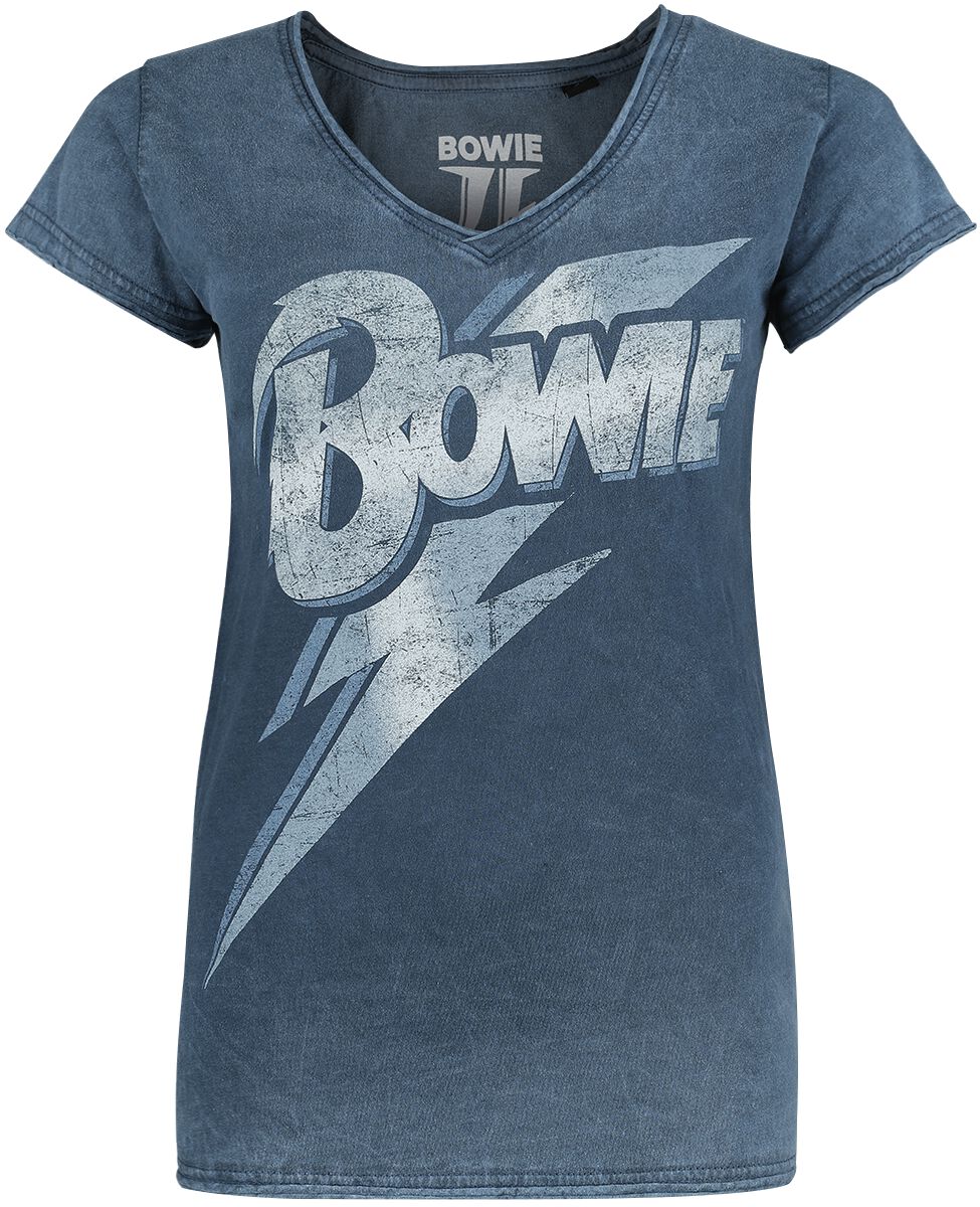 David Bowie T-Shirt Lightning Bolt S to XXL for Women blue