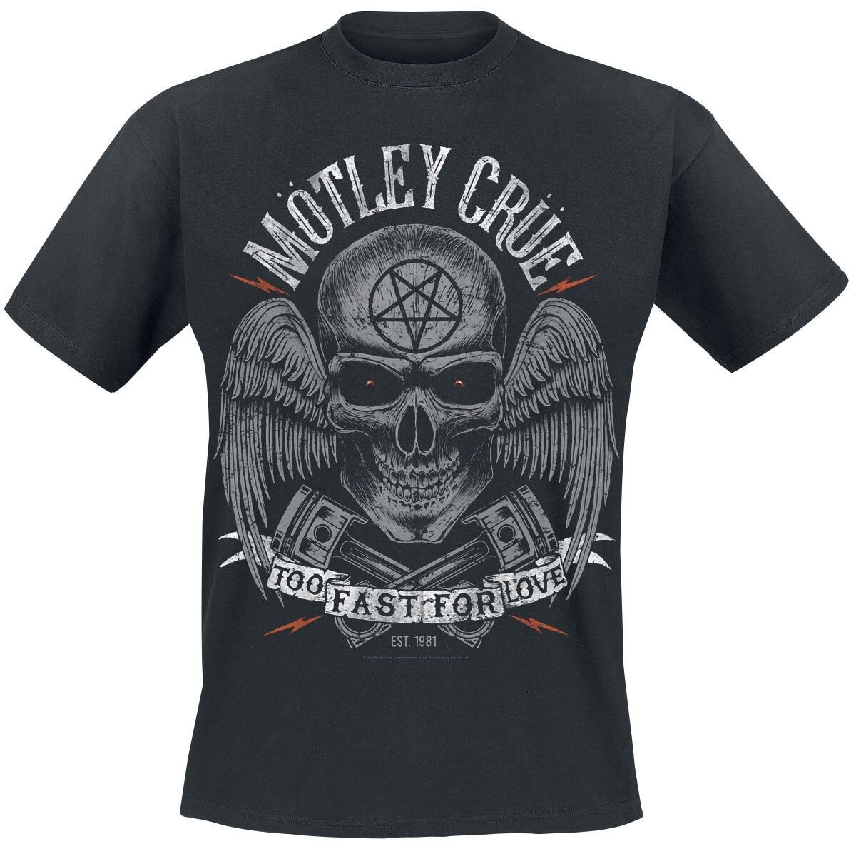 Mötley Crüe T-Shirt Too Fast For Love Skully S to 4XL for Men black