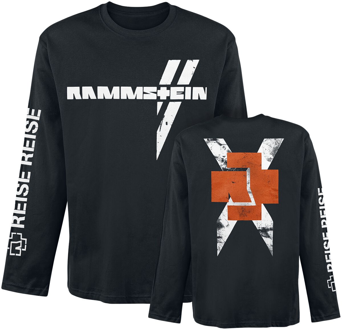 Rammstein Long-sleeve Shirt White Cross M to XXL for Men black