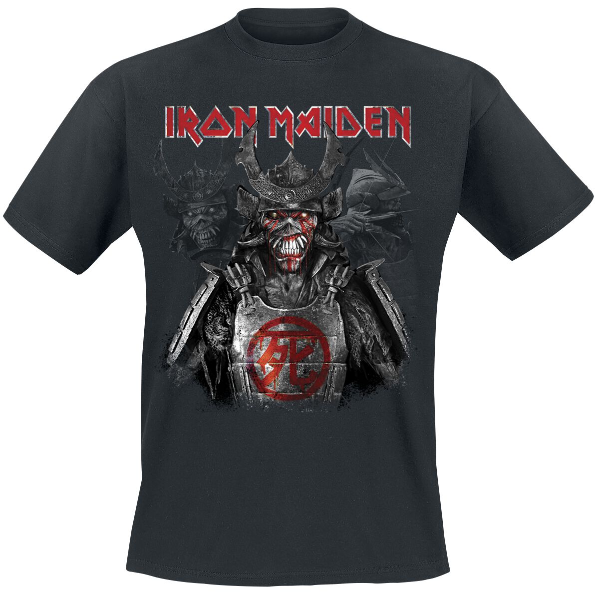 Iron Maiden T-Shirt Senjutsu Heads M to 4XL for Men black