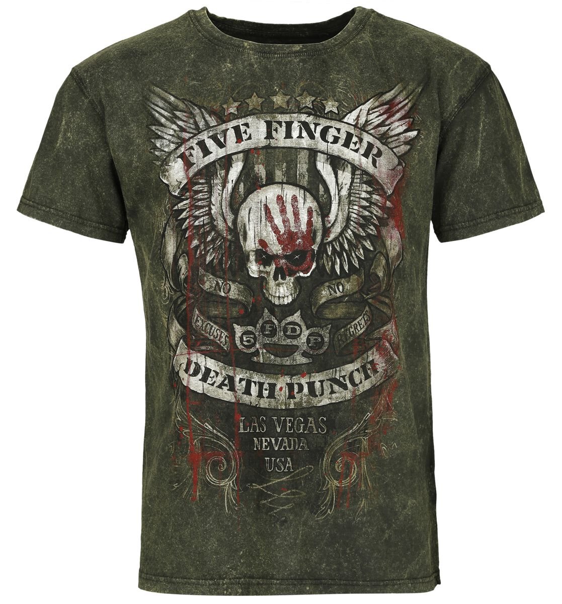 Five Finger Death Punch T-Shirt No Regrets S to 4XL for Men grey-brown