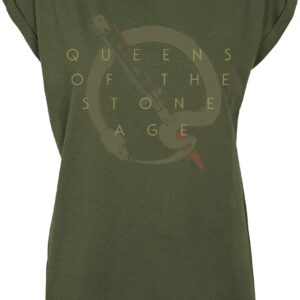 Queens Of The Stone Age T-Shirt In Times New Roman Snake Logo S to XXL for Women olive