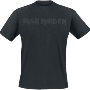 Iron Maiden T-Shirt Black On Black Logo S to 4XL for Men black