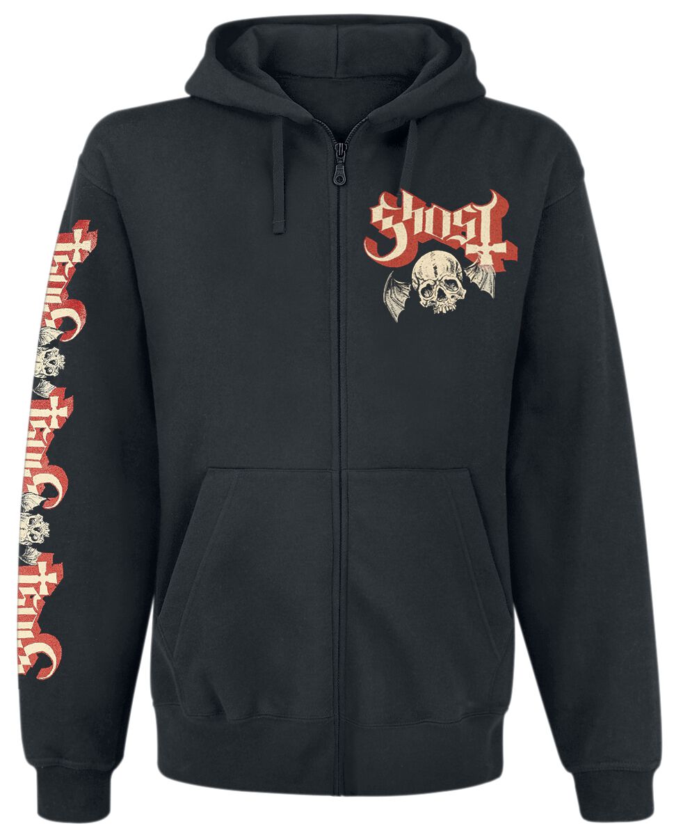 Ghost Hoodie Jacket Distressed Papa Skull S to XL for Men black