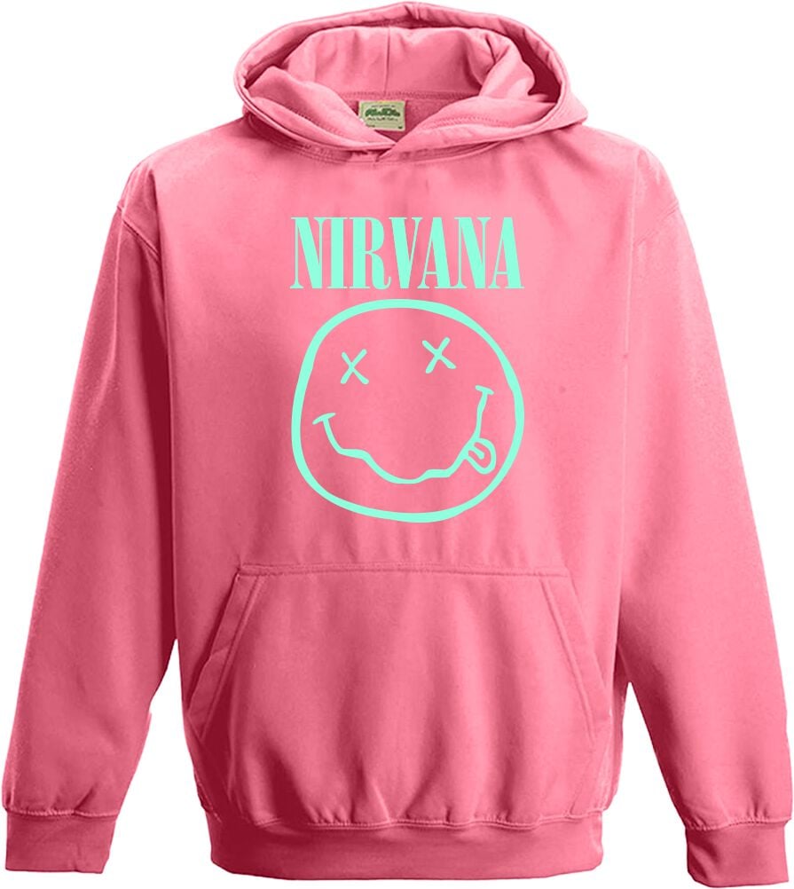 Nirvana Hoodie Sweater Kids Logo S to L for Girls & Boys pink
