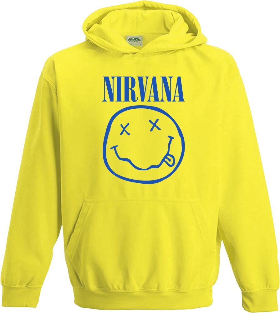 Nirvana Hoodie Sweater Kids Logo S to L for Girls & Boys yellow
