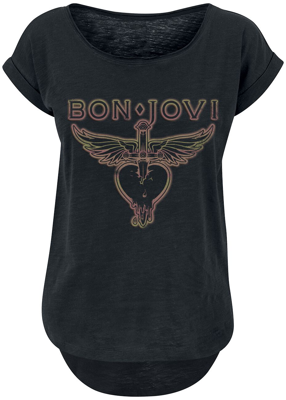Bon Jovi T-Shirt Heart & Dagger Outline S to 3XL for Women black