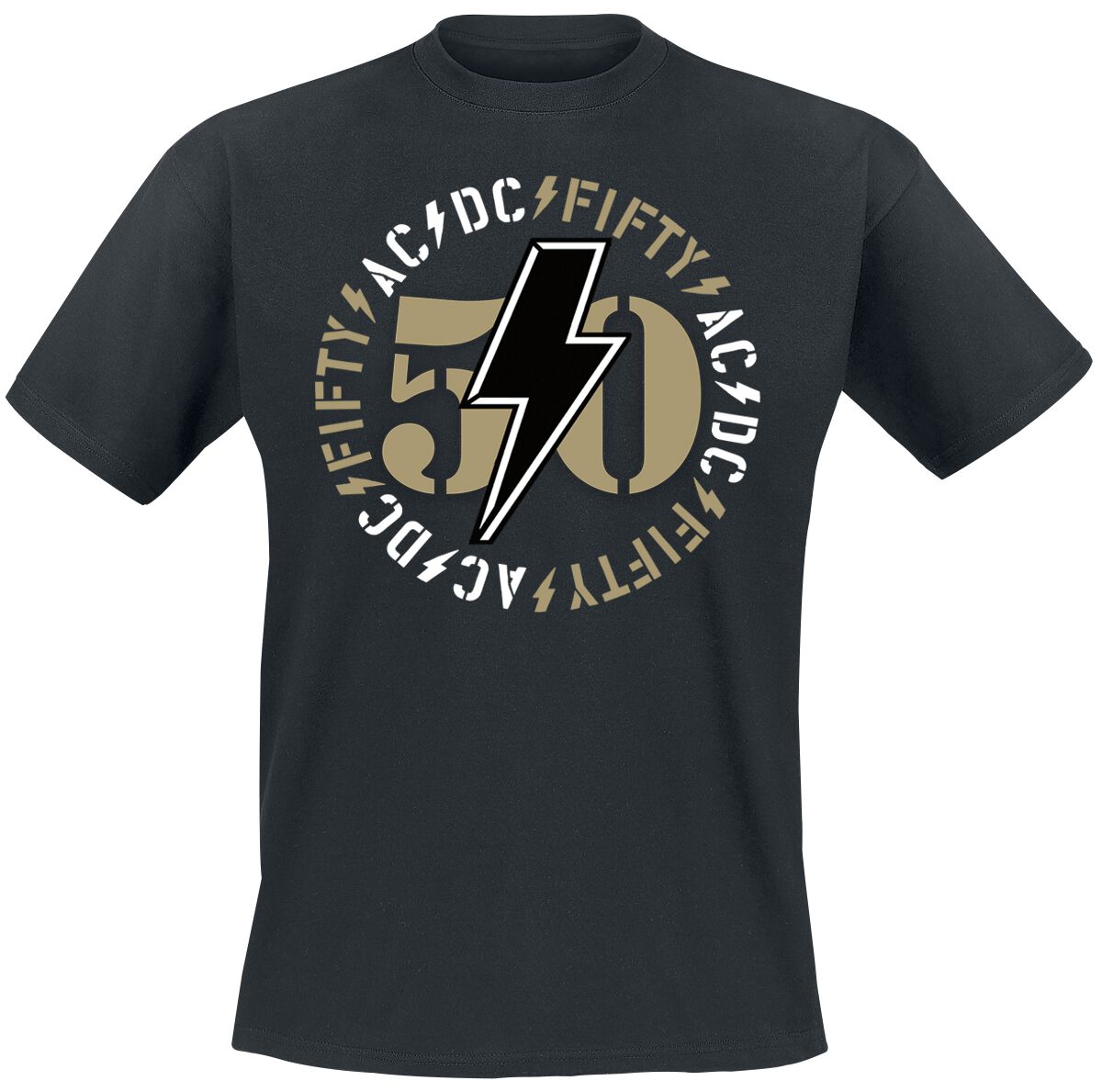 AC/DC T-Shirt Fifty Bold Emblem M to 3XL for Men black